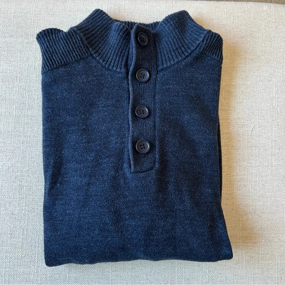 Express Men’s Dark Blue Button Up Cotton Sweater - Medium. - Picture 1 of 9